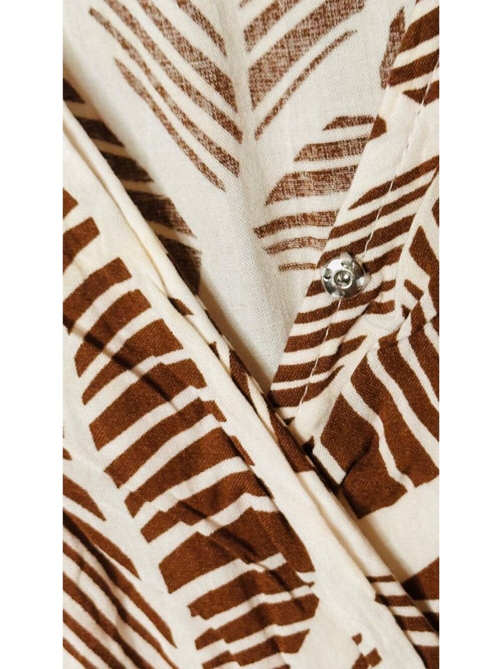 Botanical Leaf Print Midi Faux Wrap Dress Size 10 Retro Boho Cottagecore Prairie - Picture 4 of 9